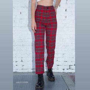 Brandy Melville Kim Red Plaid Pants